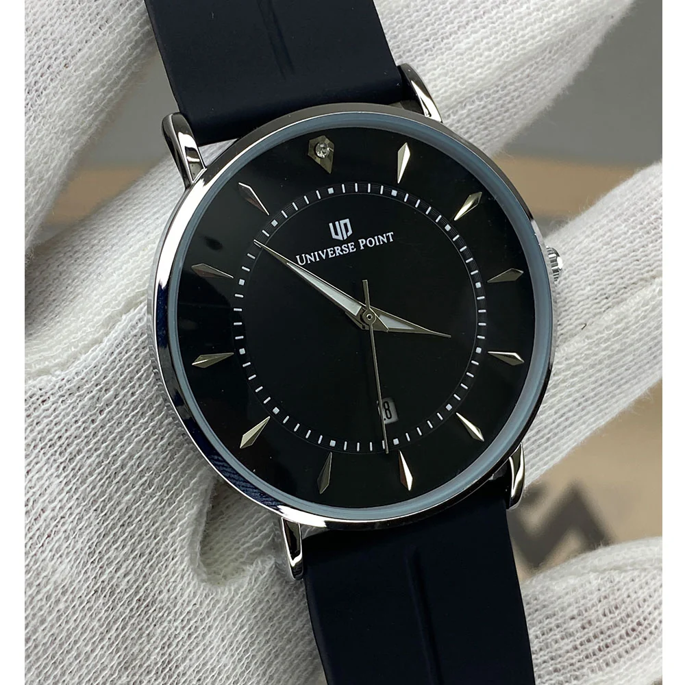 Universe Point Premium Design Round Dial Magnetic Lock & Silicone Rubber Straps Watch For Men